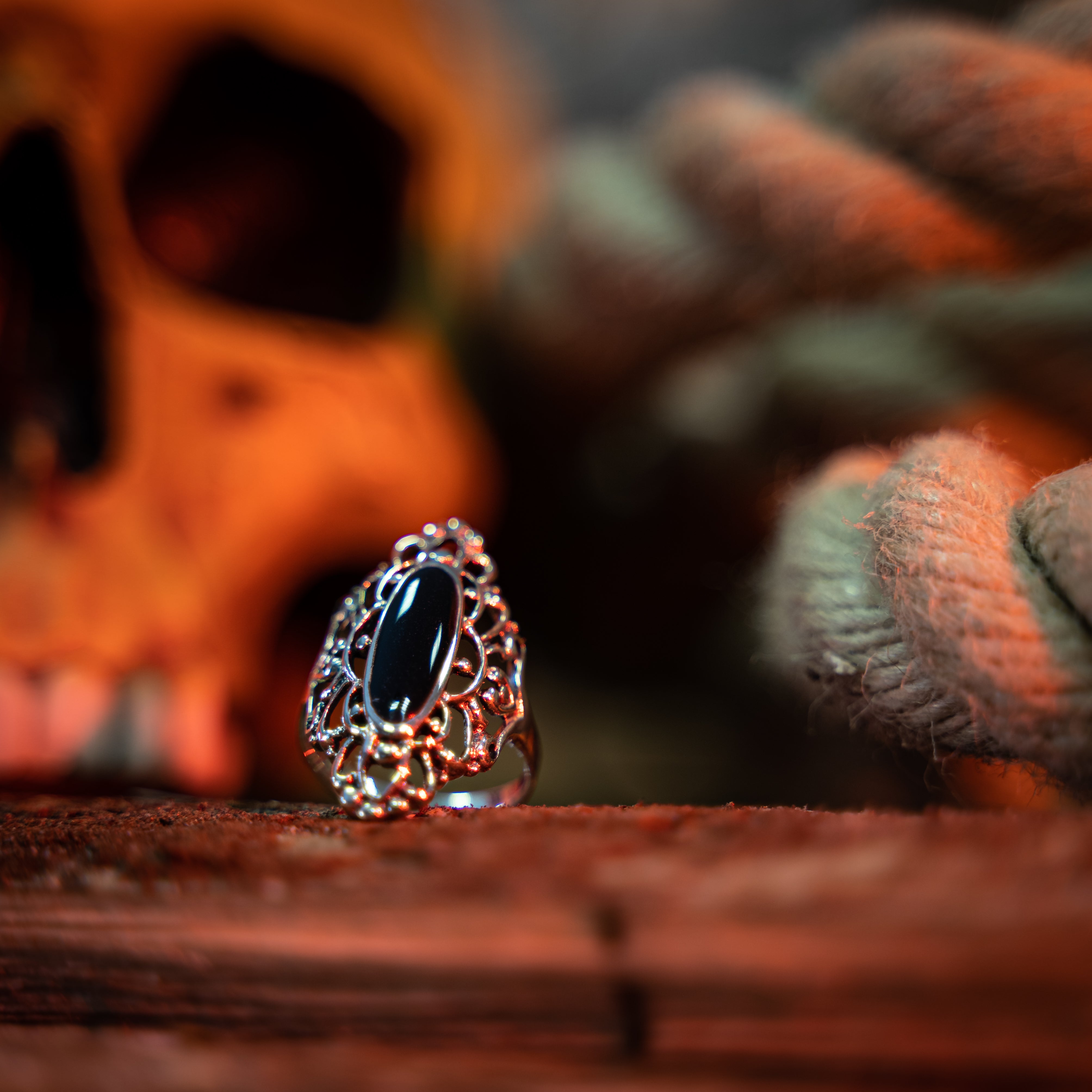 Damen Ring "Black Stone"